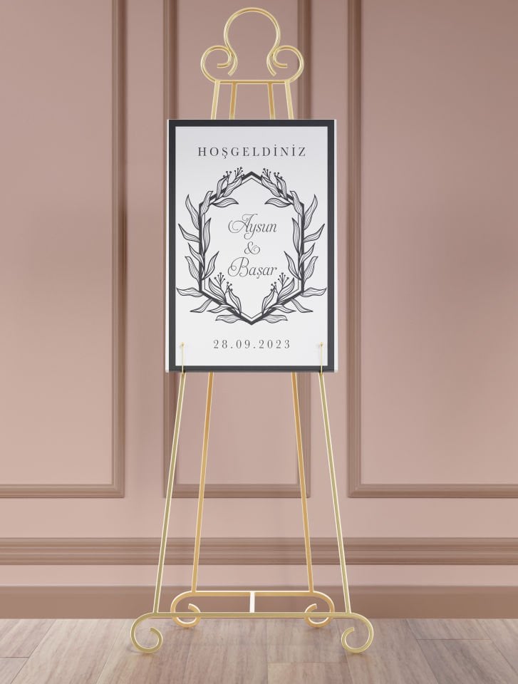 Çiçek Desenli Karşılama Panosu
