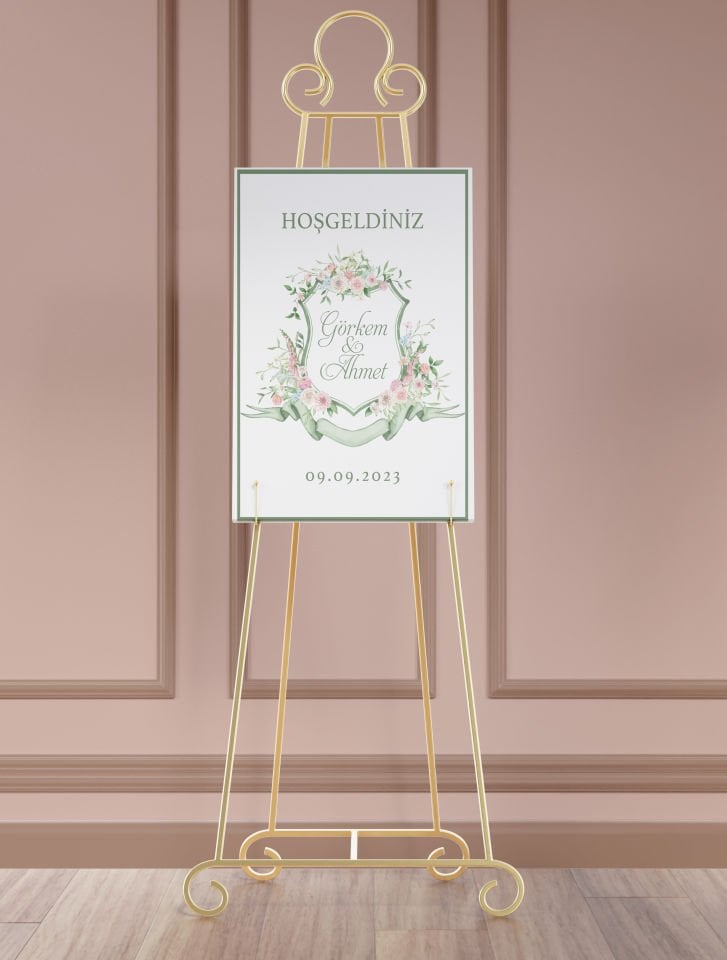 Çiçek Desenli Karşılama Panosu