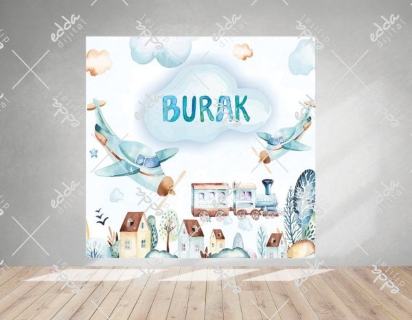 Baby Shower Temalı Uçaklı Afiş