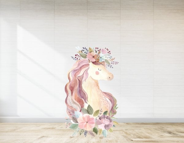 Çiçekli Unıcorn Temalı Ayaklı Pano