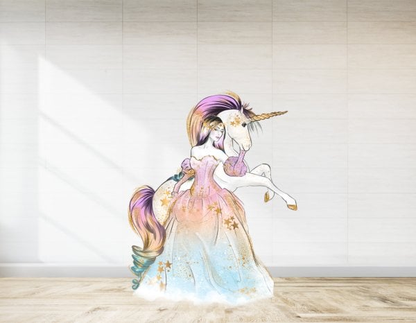 Prenses ve Unıcorn Temalı Ayaklı Pano