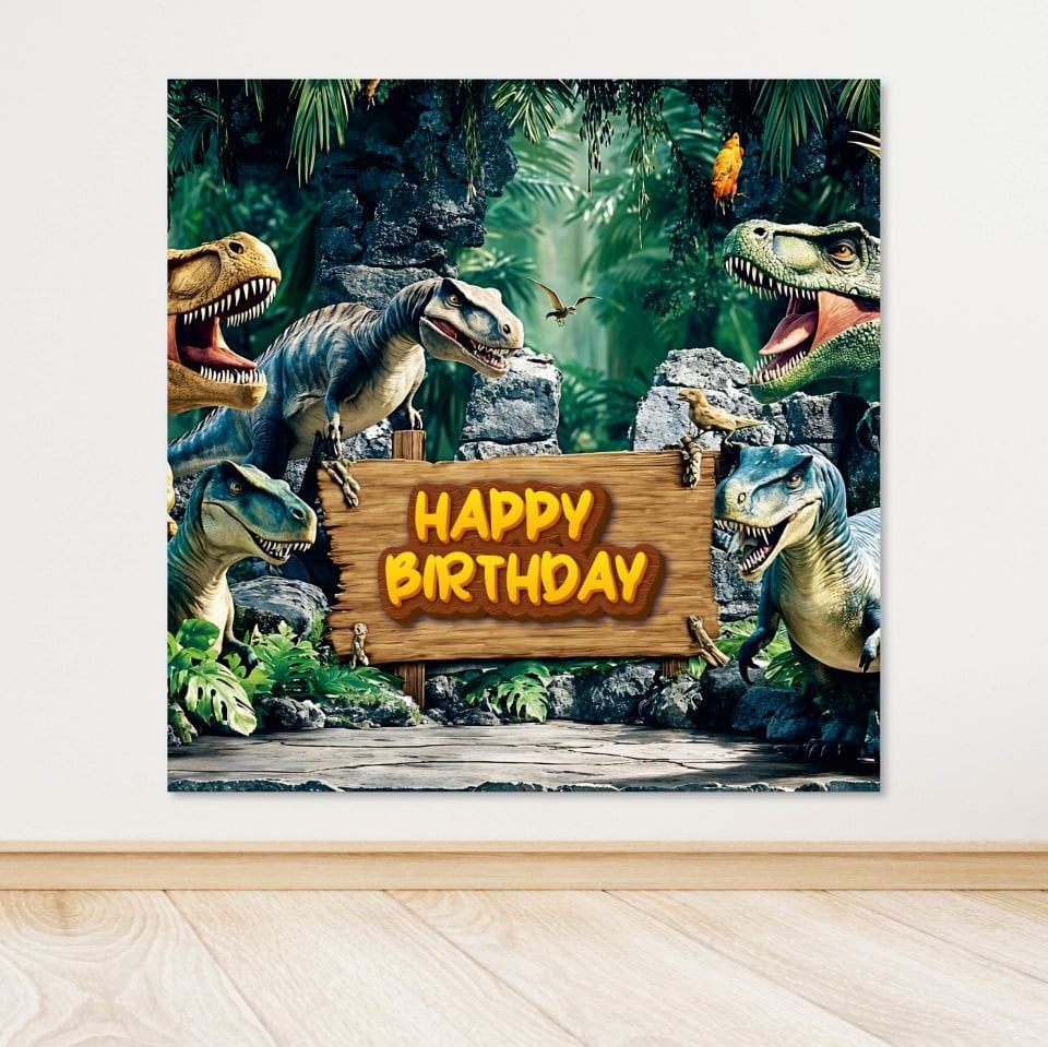 Dinozor Temalı Doğum Günü Afişi