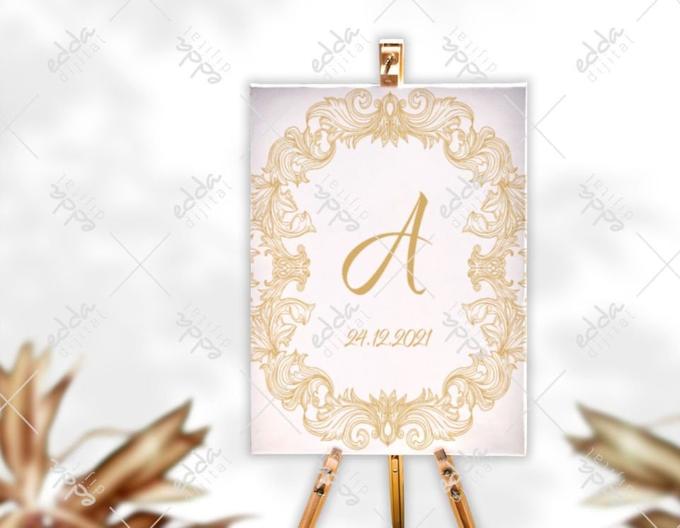 Gold Etnik Desenli Karşılama Panosu