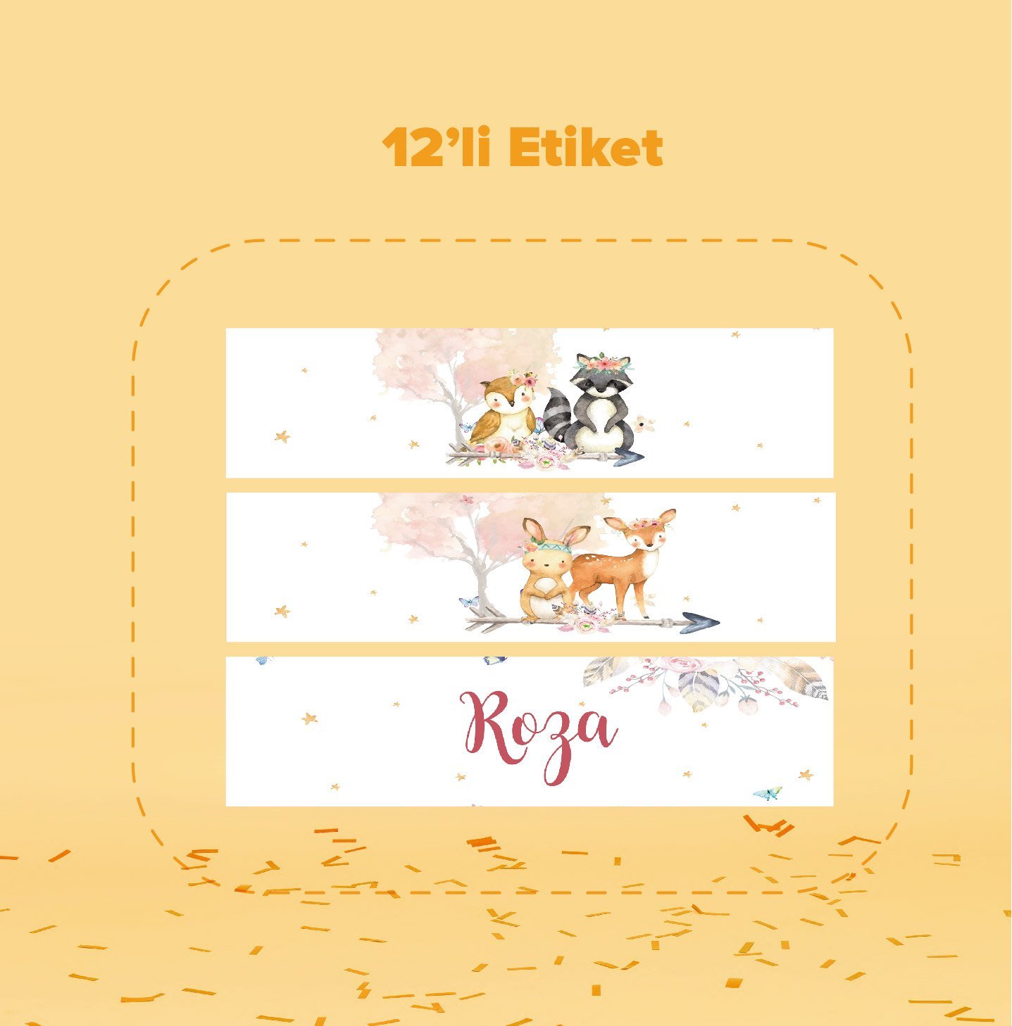 Woodland Temalı Su Şişesi Etiketi