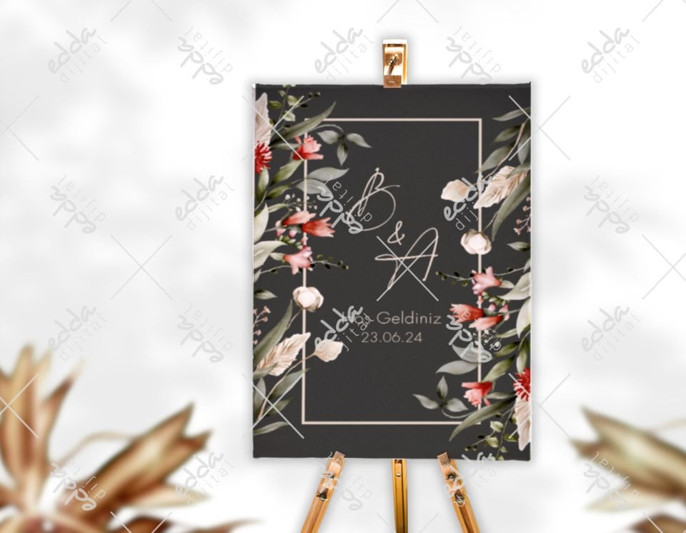 Çiçek Desenli Karşılama Panosu