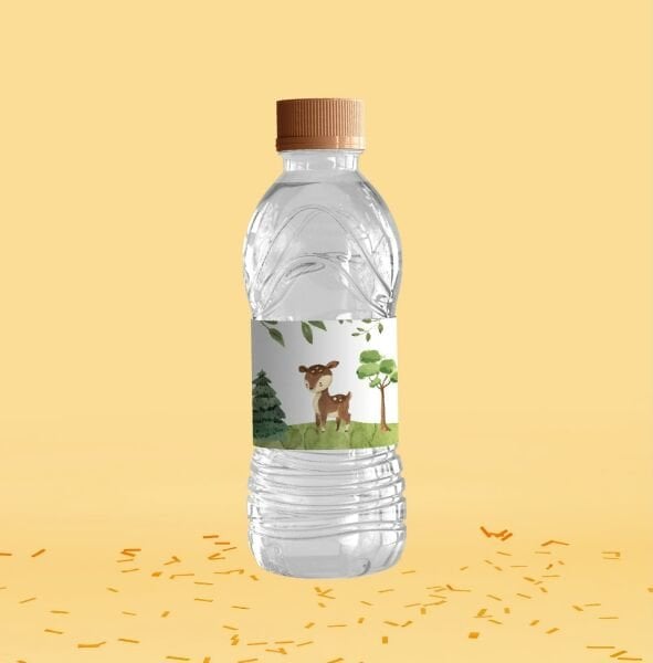 Wood Temalı Su Şişesi Etiketi