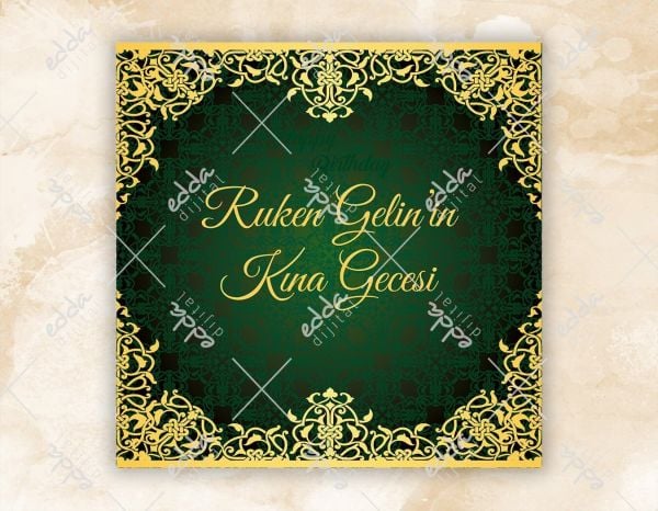 Yeşil Desenli Kına Pisti Kaplaması