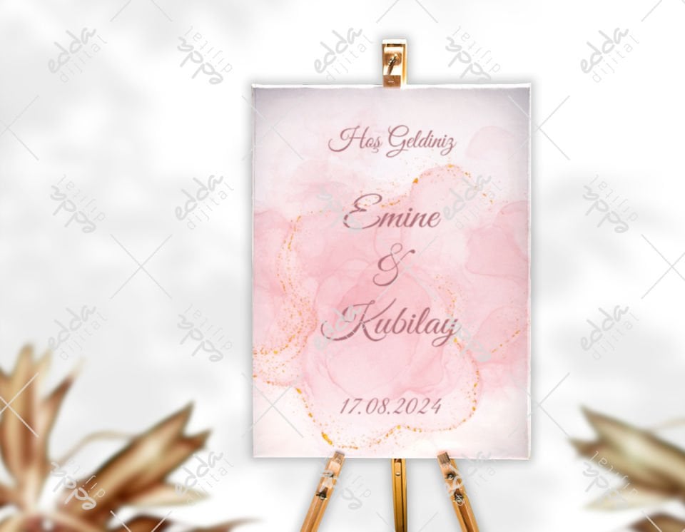 Pembe Gold Desenli Karşılama Panosu