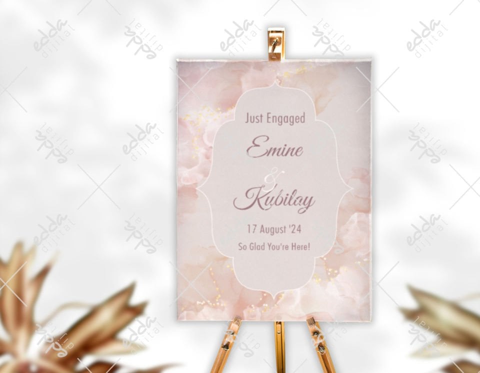 Pembe Gold Desenli Karşılama Panosu