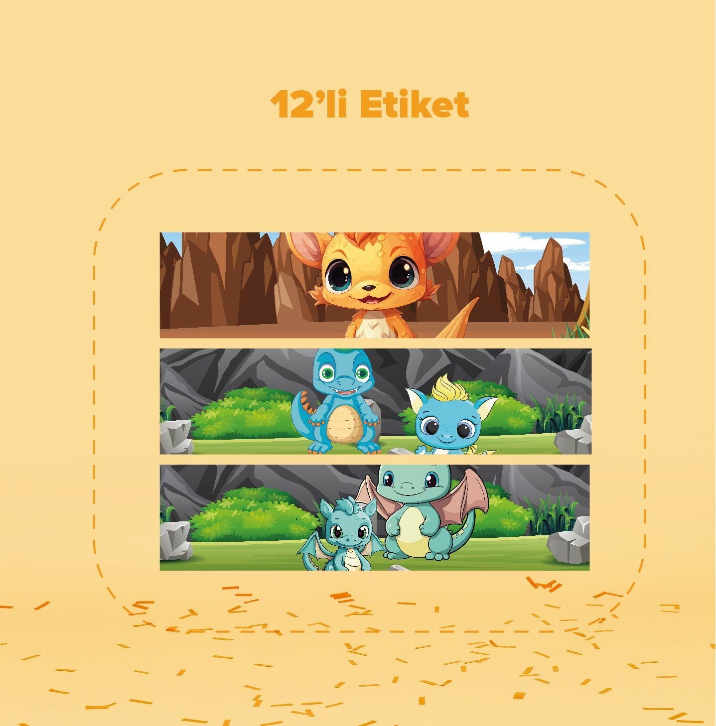 Bebek Dinolar Temalı Su Şişesi Etiketi