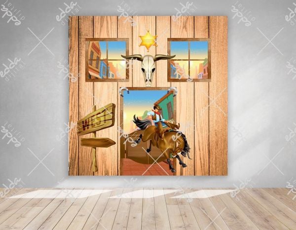 Kovboy Temalı Doğum Günü Afişi