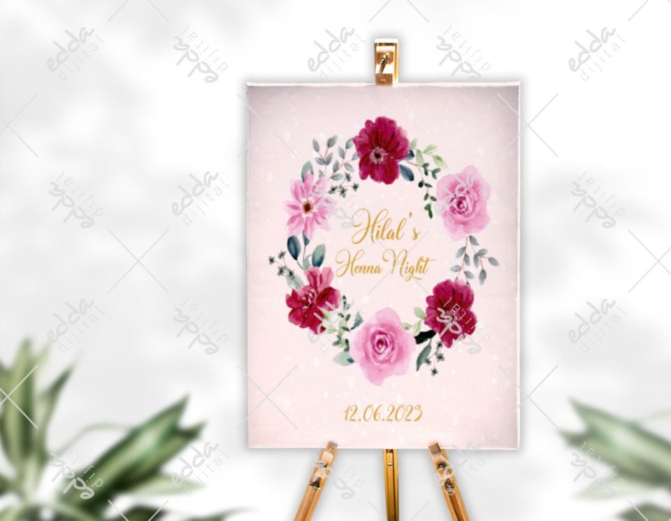 Çiçek Desenli Karşılama Panosu