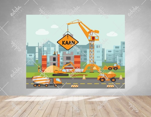 İş Makinesi Temalı Doğum Günü Afişi