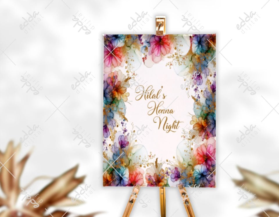 Çiçek Desenli Karşılama Panosu