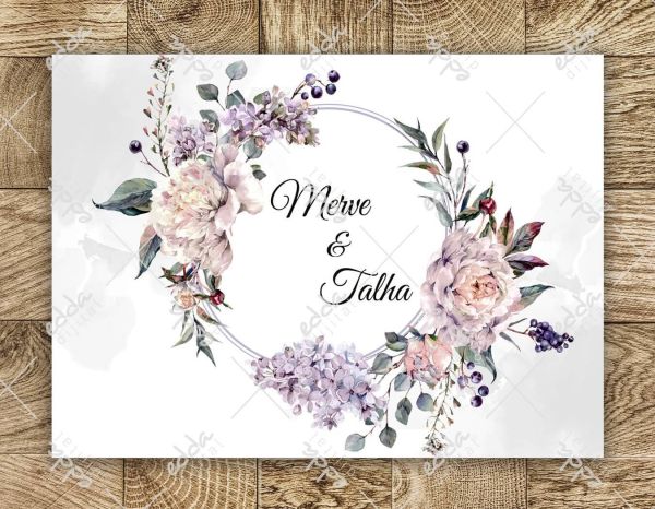 Lila Renk Çiçek ve Yaprak Desenli Dans Pisti Kaplaması