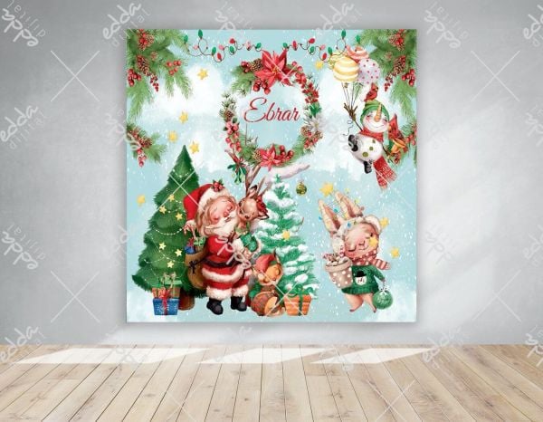 Yılbaşı Noel Temalı Kare Doğum Günü Afişi