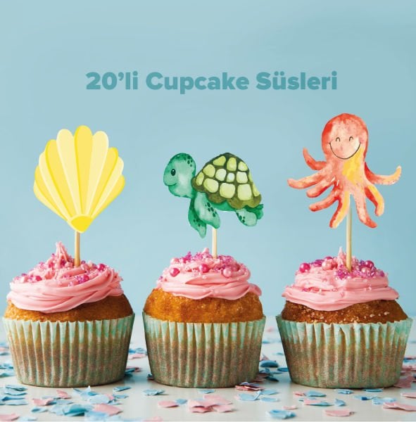 Deniz Altı Konseptli Cupcake Süsü