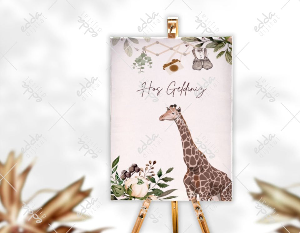 Baby Shower Desenli Karşılama Panosu