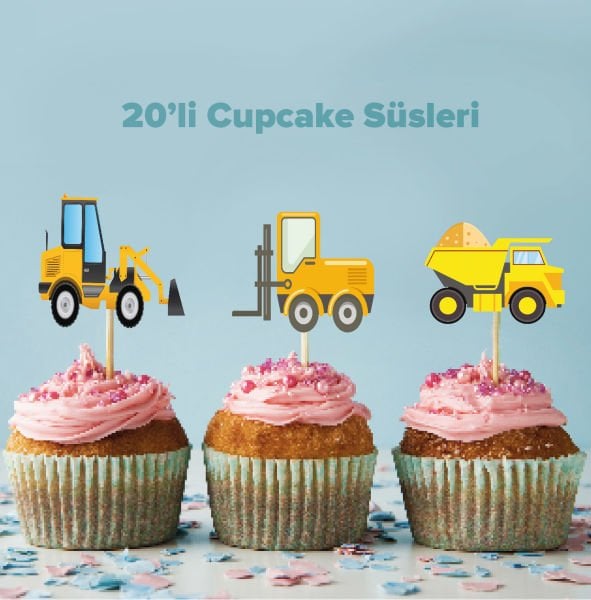 İnşaat Konseptli Cupcake Süsü