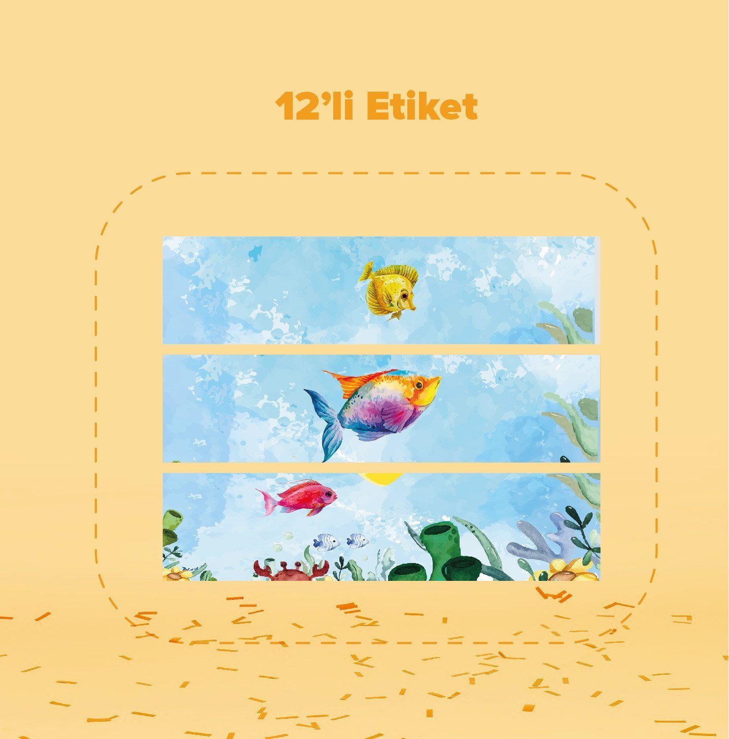 Deniz Altı Temalı Su Şişesi Etiketi