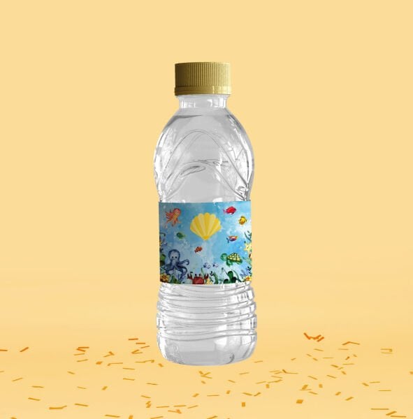 Deniz Altı Temalı Su Şişesi Etiketi