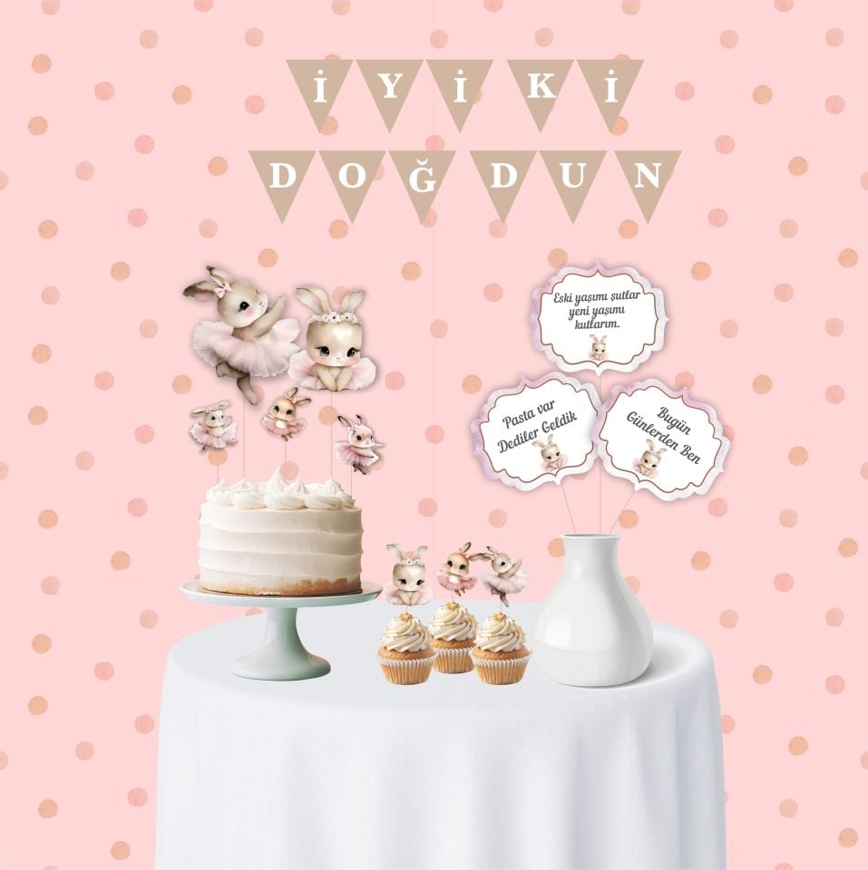 Tavşan Temalı Mini Doğum Günü Parti Seti