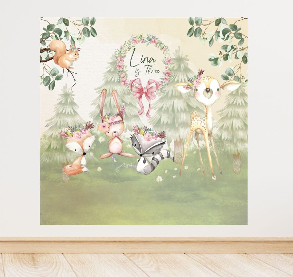 Woodland Temalı Doğum Günü Afiş