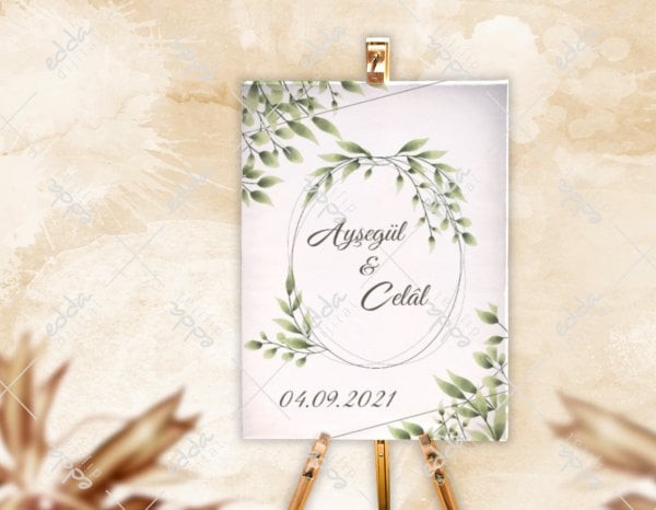 Yaprak Desenli Karşılama Panosu