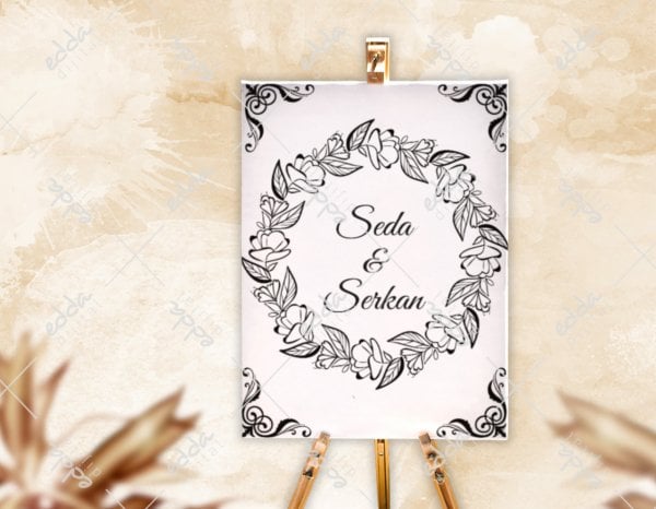 Desenli Düğün Karşılama Panosu