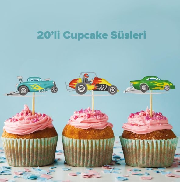 Yarış konseptli cupcake süsü