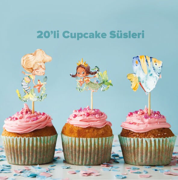 Deniz Kızı Konseptli Cupcake Süsü
