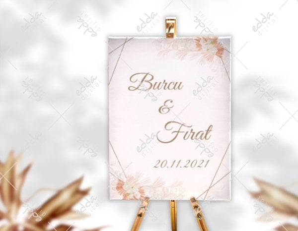 Yaprak Desenli Nişan Karşılama Panosu