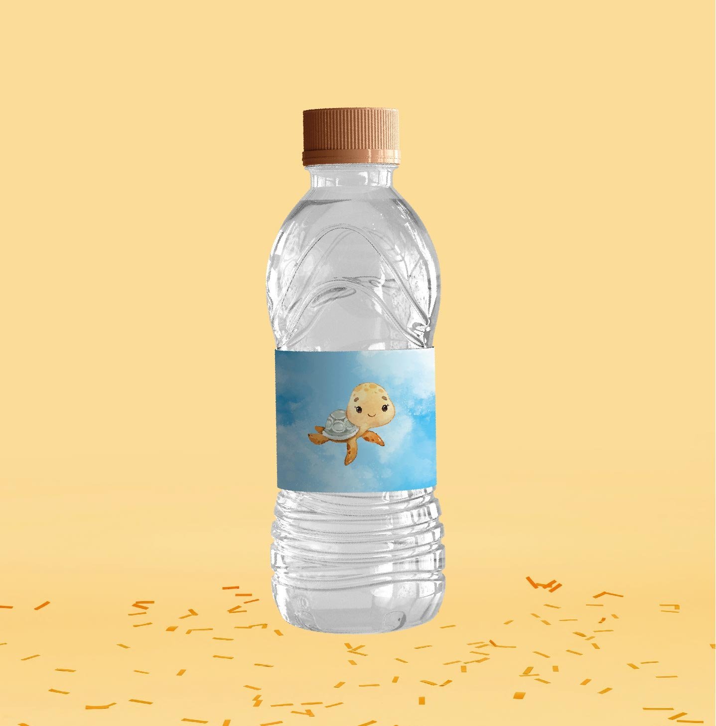 Denizaltı Temalı Su Şişesi Etiketi