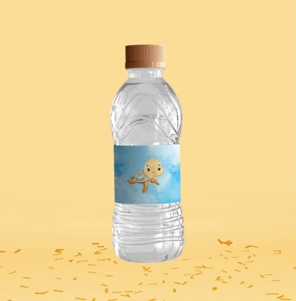Denizaltı Temalı Su Şişesi Etiketi