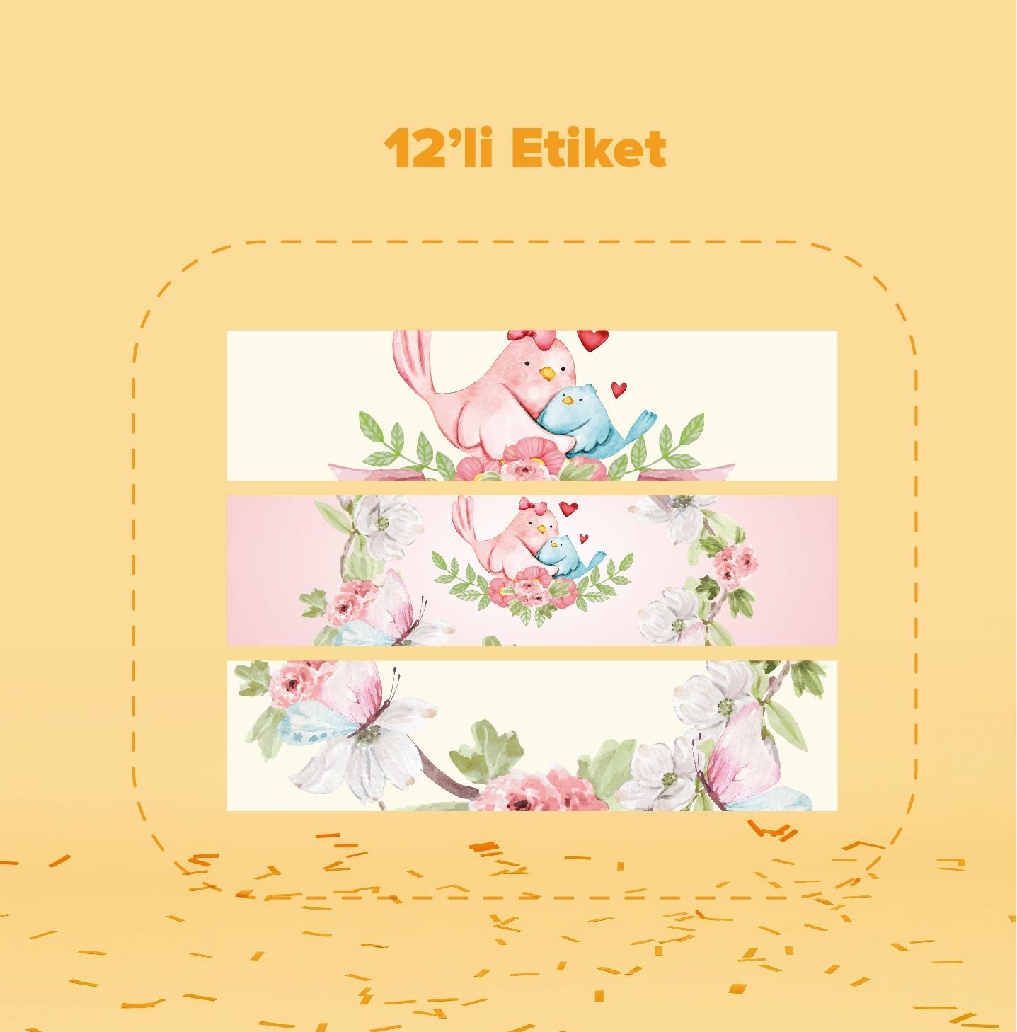 Kuş Temalı Su Şişesi Etiketi