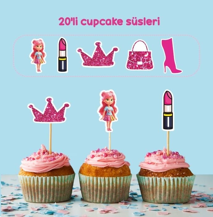 Barbie Konseptli Cupcake Süsü