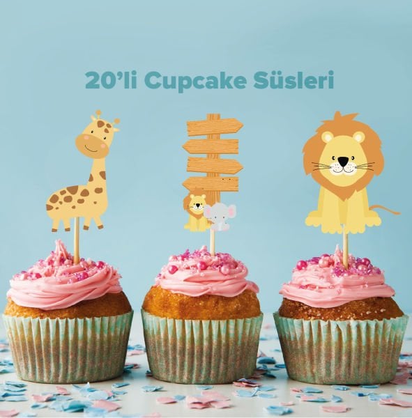 Baby Safari Konseptli Cupcake Süsü