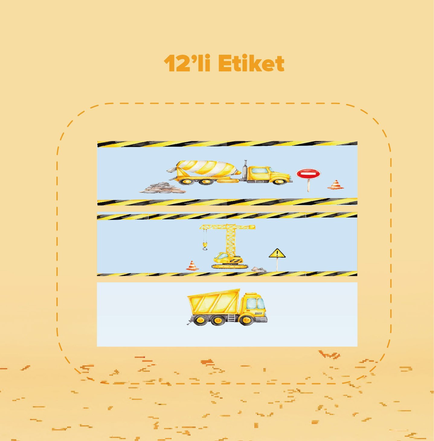 İnşaat Temalı Su Şişesi Etiketi