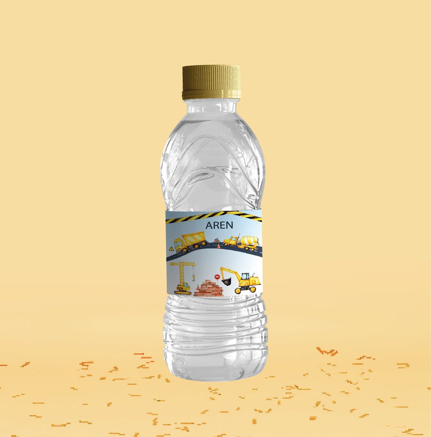 İnşaat Temalı Su Şişesi Etiketi