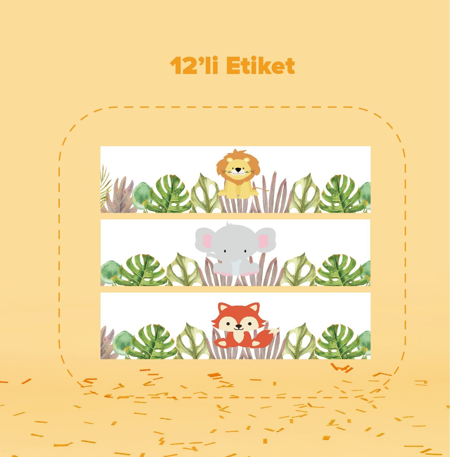 Baby Safari Temalı Su Şişesi Etiketi