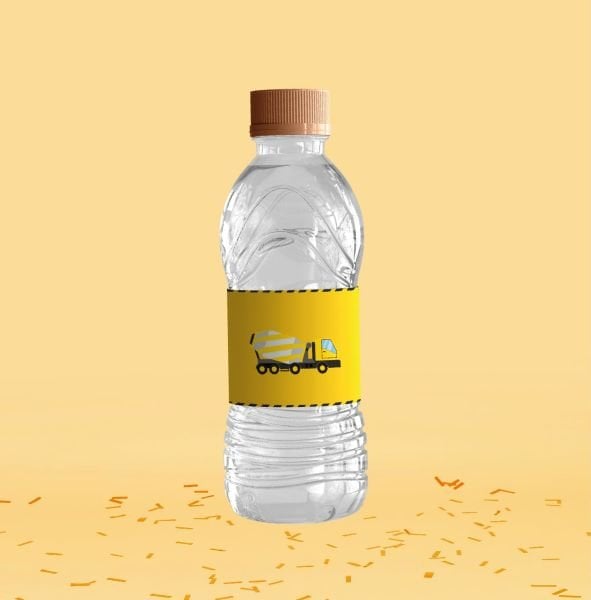 İnşaat Temalı Su Şişesi Etiketi