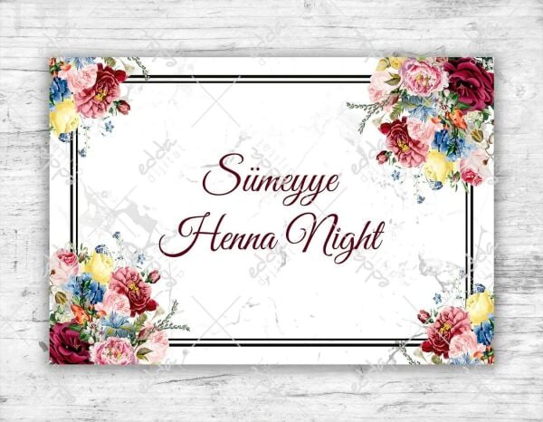 Mermer Desenli Çiçekli Kına Pisti Kaplaması