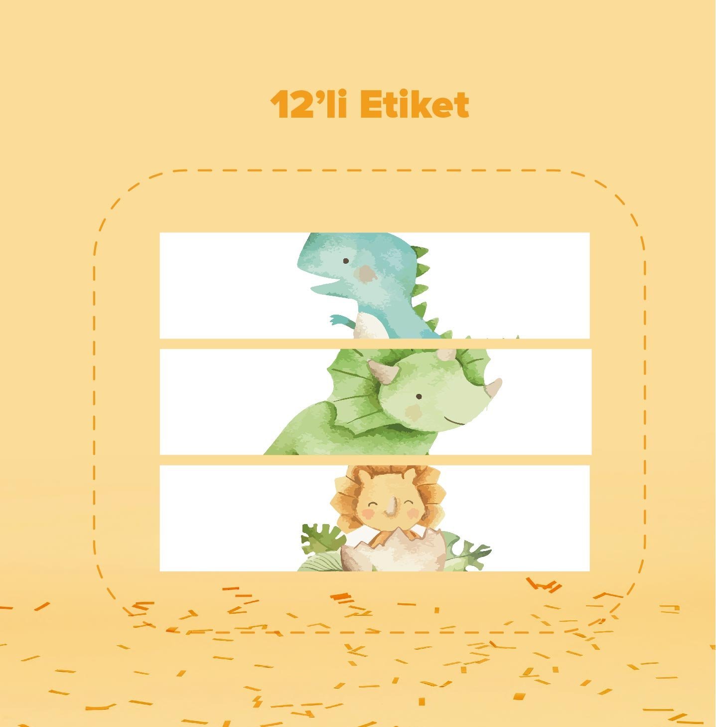 Dinozor Temalı Su Şişesi Etiketi