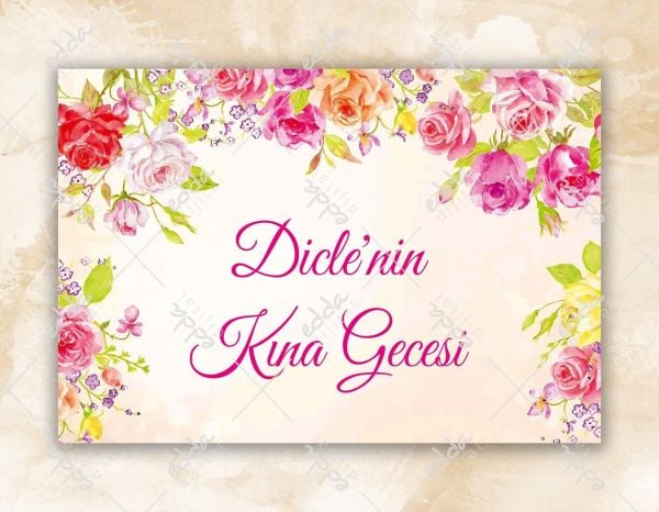 Pembe Çiçekler Desenli Kına Dans Pisti Kaplaması