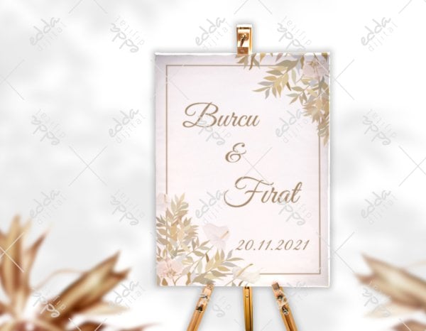 Sonbahar Yaprakları Desenli Karşılama Panosu