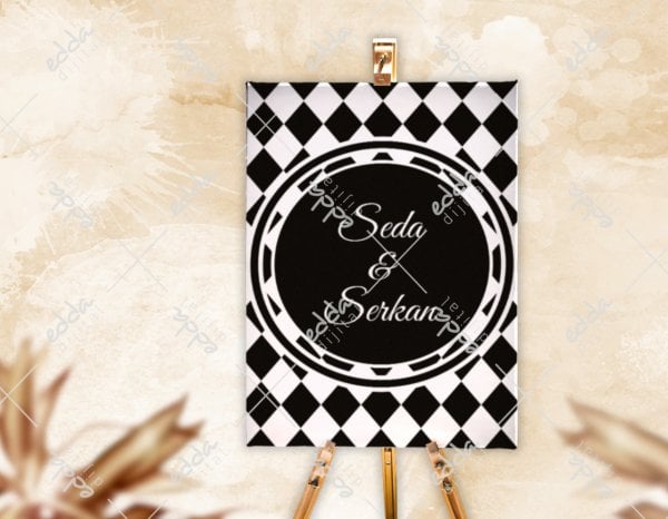 Dama Desenli Karşılama Panosu