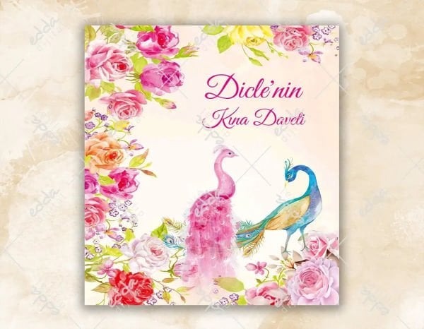 Tavus Kuşu Detaylı Kına Pisti Kaplaması