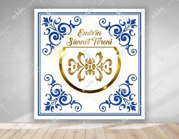 Gold ve Mavi Sünnet Afişi
