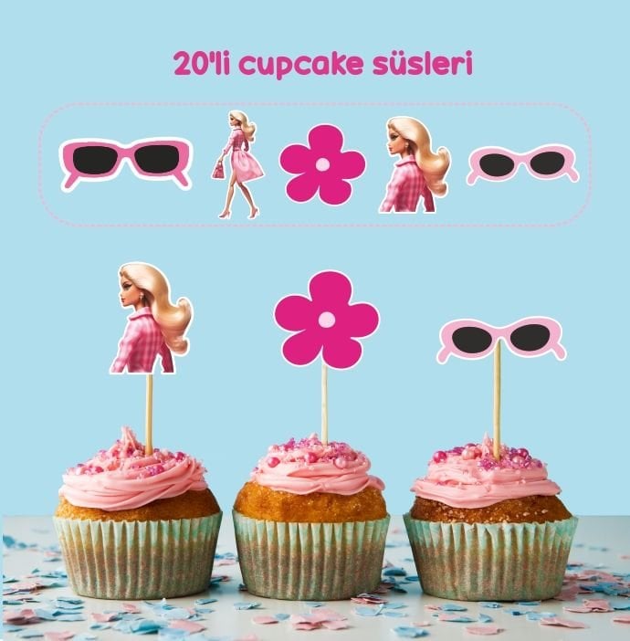 Barbie Konseptli Cupcake Süsü