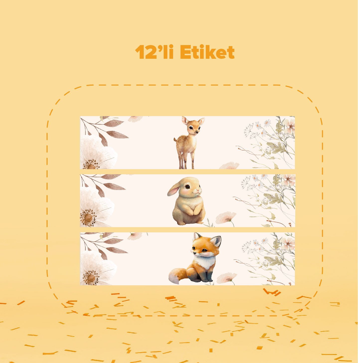 Sevimli Hayvanlar Temalı Su Şişesi Etiketi